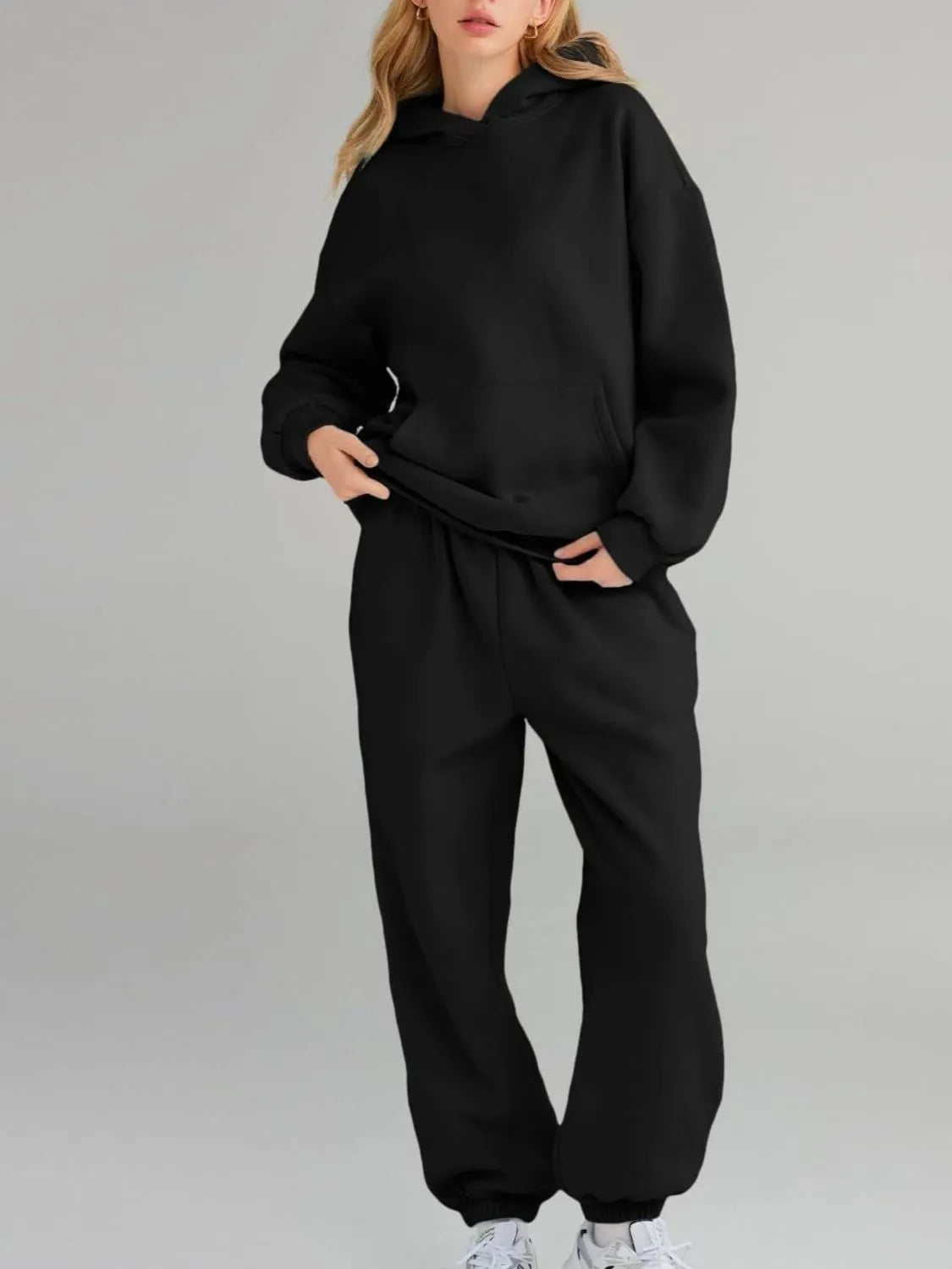 Full Size Kangaroo Pocket Hoodie and Joggers Set Plus Size – A