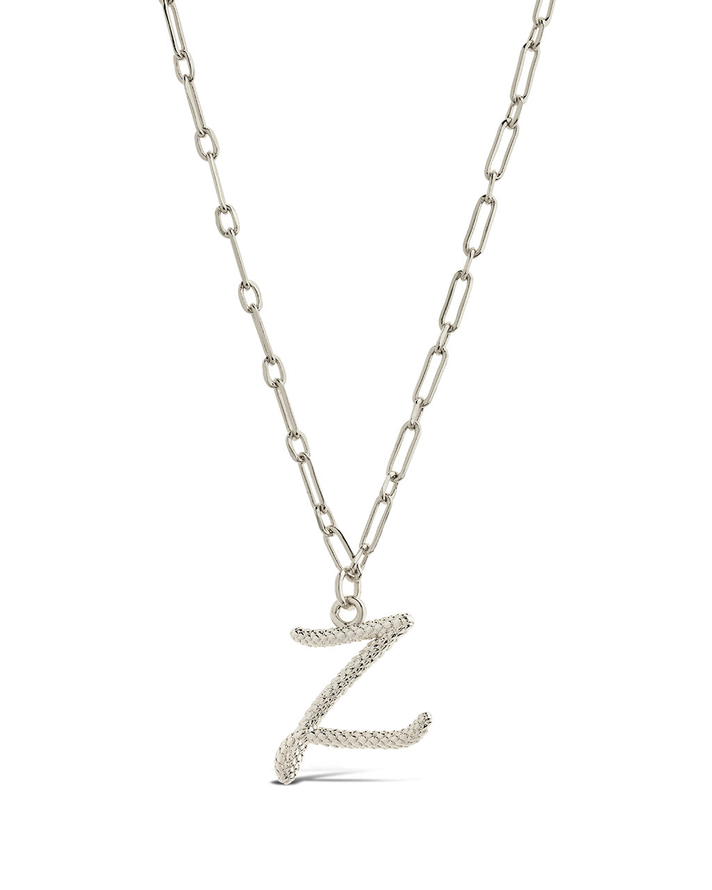 Textured Initial Charm Pendant Necklace