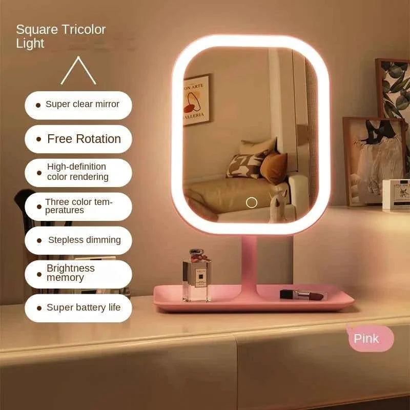 Desktop Vanity Mirror 3 Color Light LED Makeup Mirror