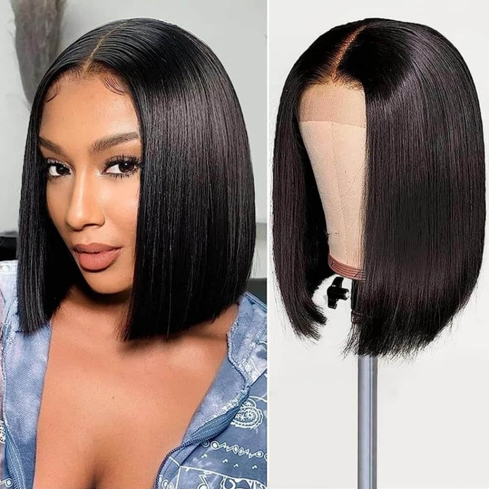13"x4" Bob Wig Transparent Lace Closure Wig #1B