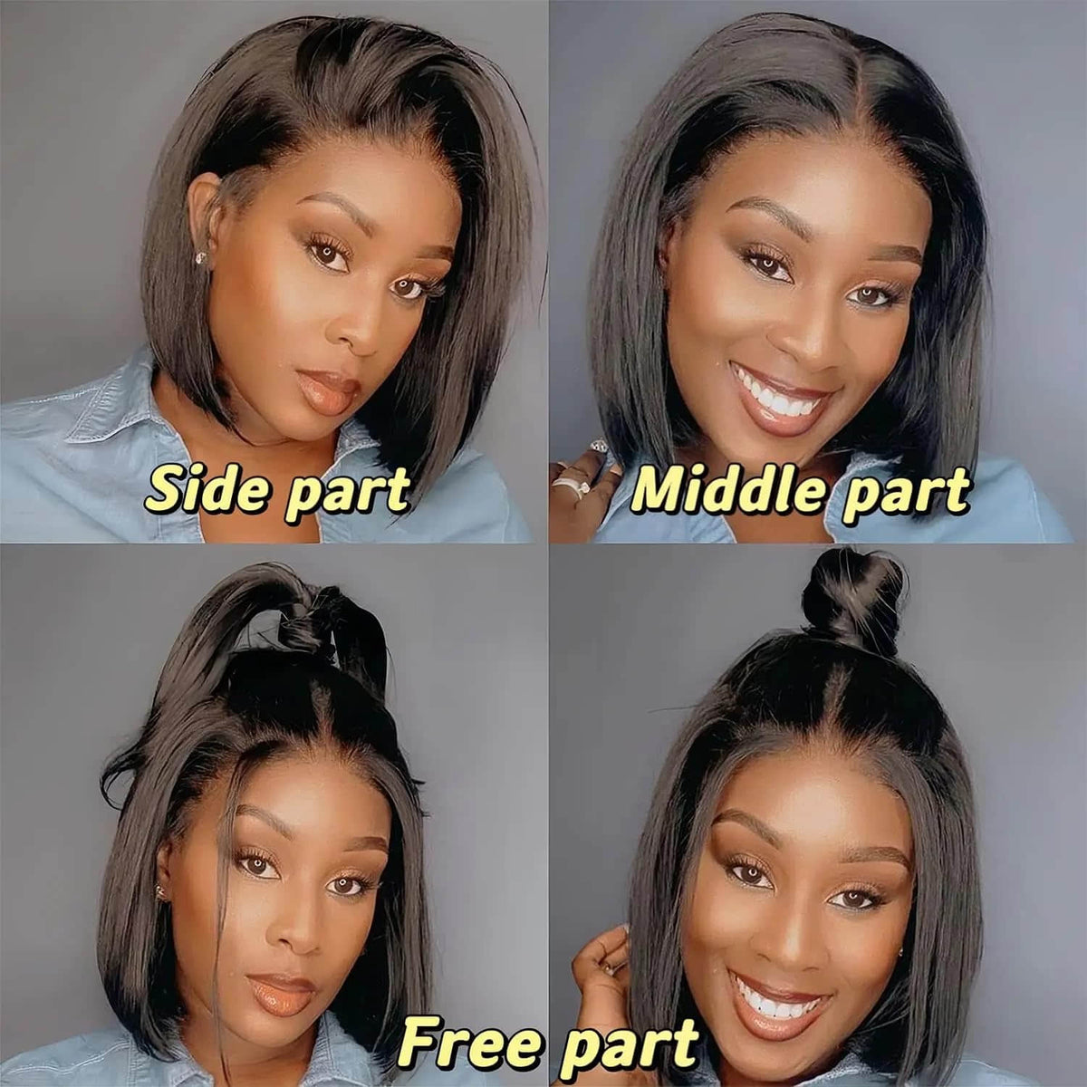 13"x4" Bob Wig Transparent Lace Closure Wig #1B