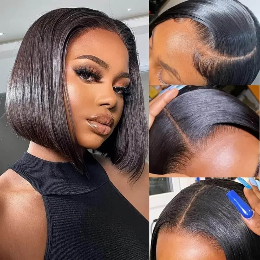 13"x4" Bob Wig Transparent Lace Closure Wig #1B