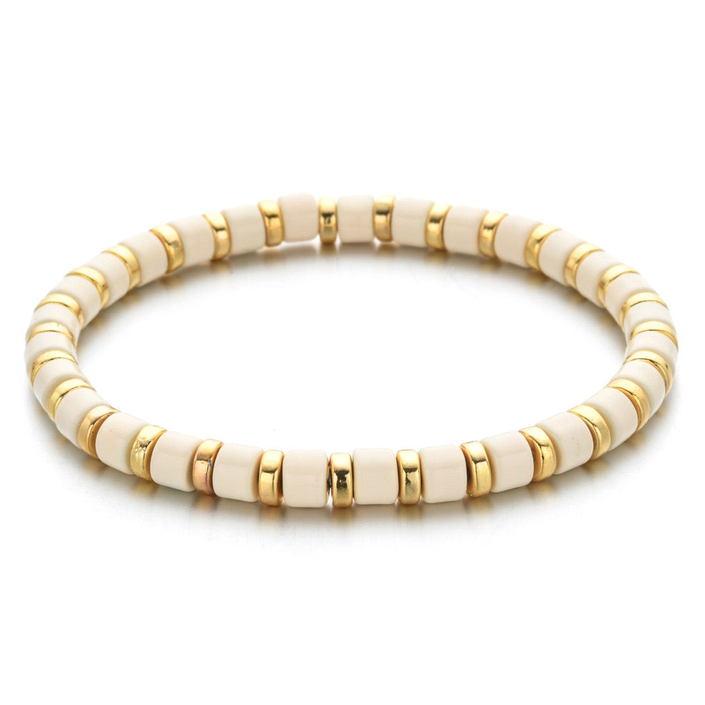 Colored Enamel Stretch Bracelets  - Add Clip Charms