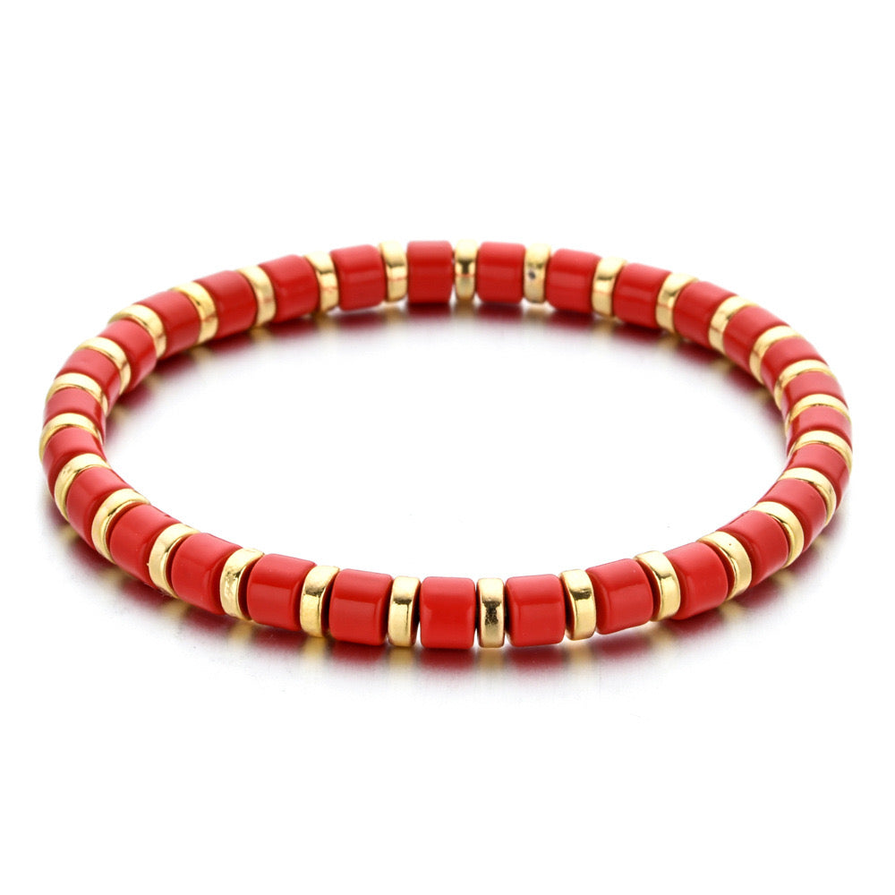 Colored Enamel Stretch Bracelets  - Add Clip Charms