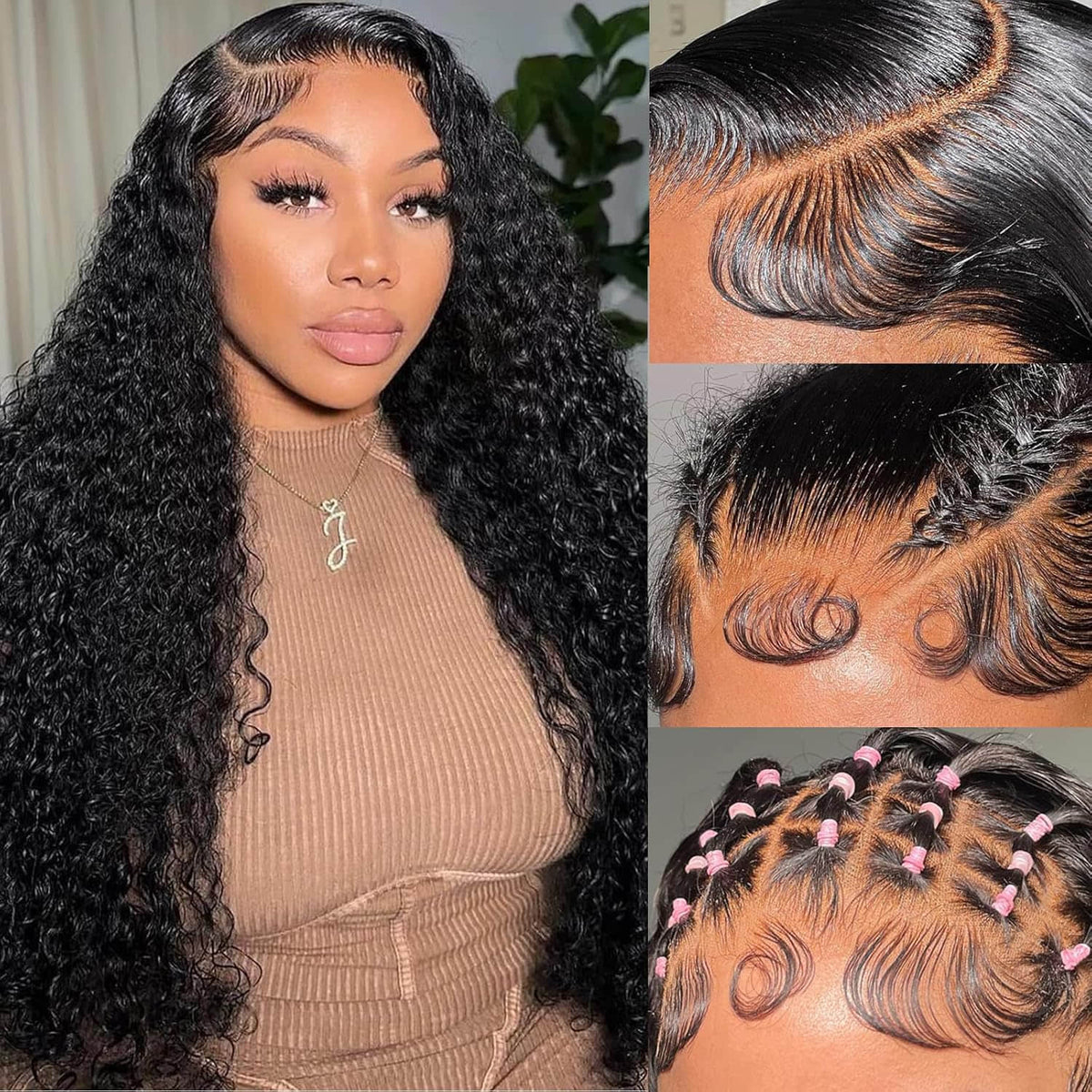 5"x5" Water Wave Transparent Glueless Lace Closure Wig #1B