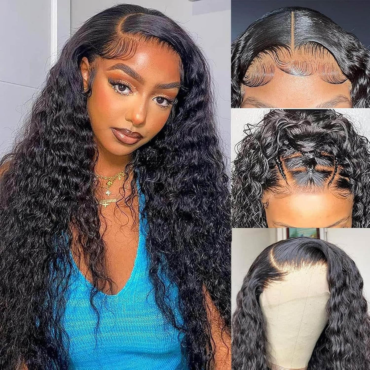 5"x5" Water Wave Transparent Glueless Lace Closure Wig #1B