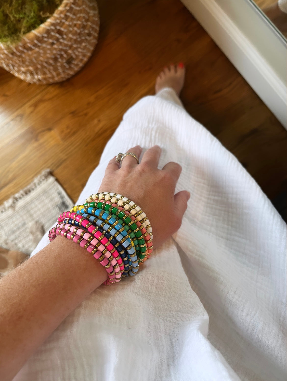 Colored Enamel Stretch Bracelets  - Add Clip Charms