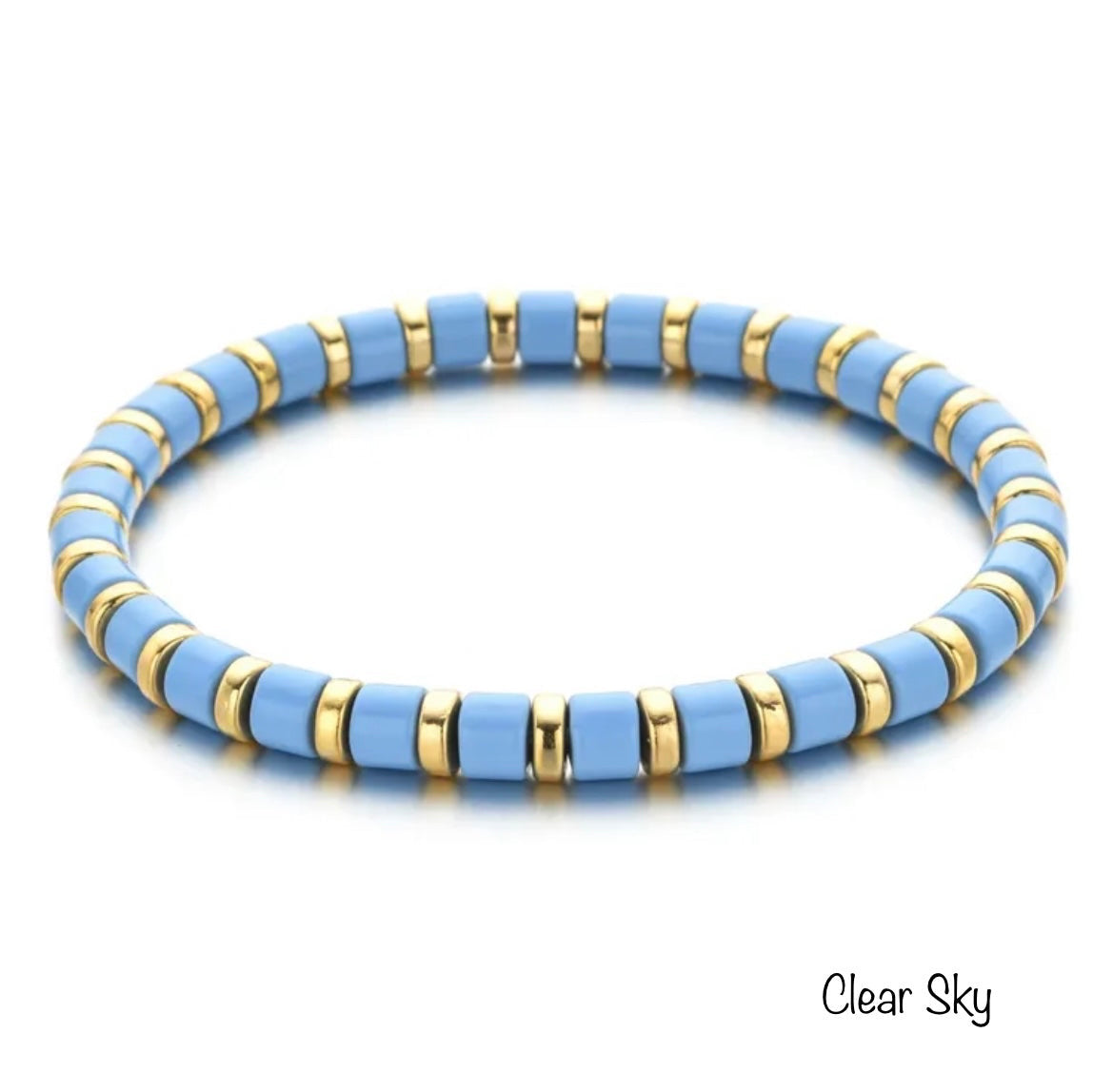 Colored Enamel Stretch Bracelets  - Add Clip Charms