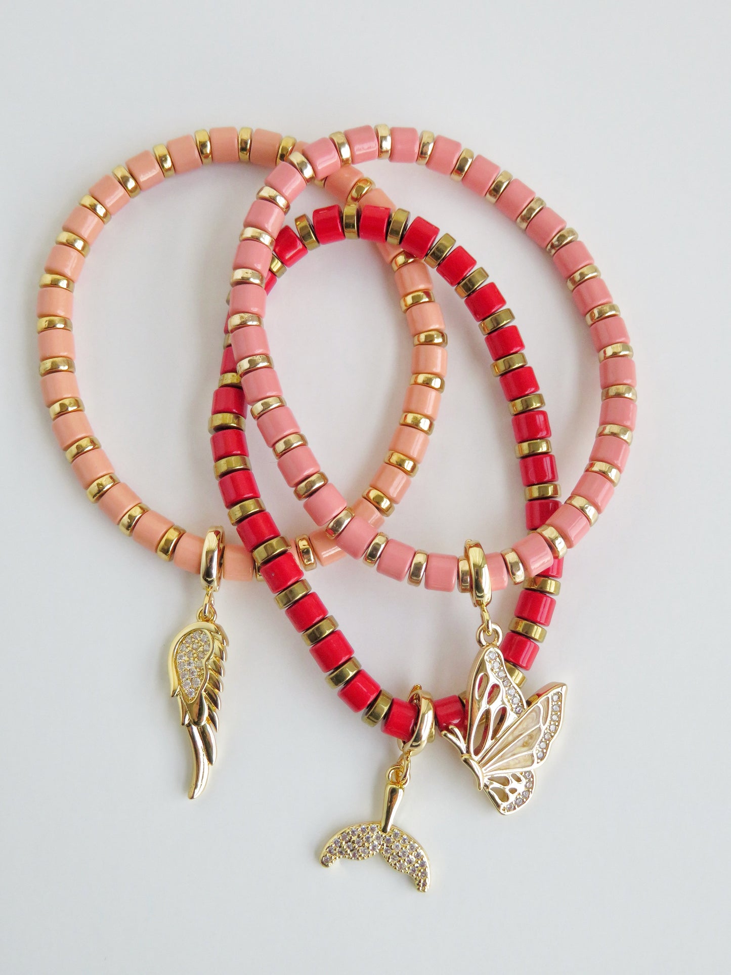 Colored Enamel Stretch Bracelets  - Add Clip Charms