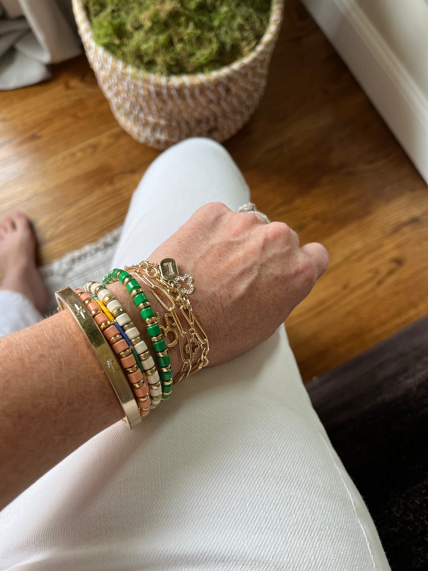 Colored Enamel Stretch Bracelets  - Add Clip Charms