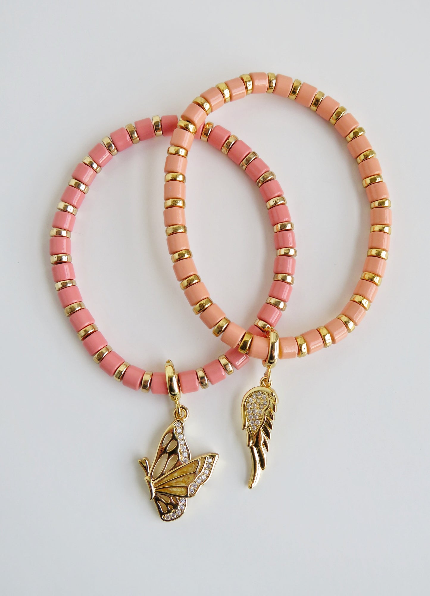 Colored Enamel Stretch Bracelets  - Add Clip Charms