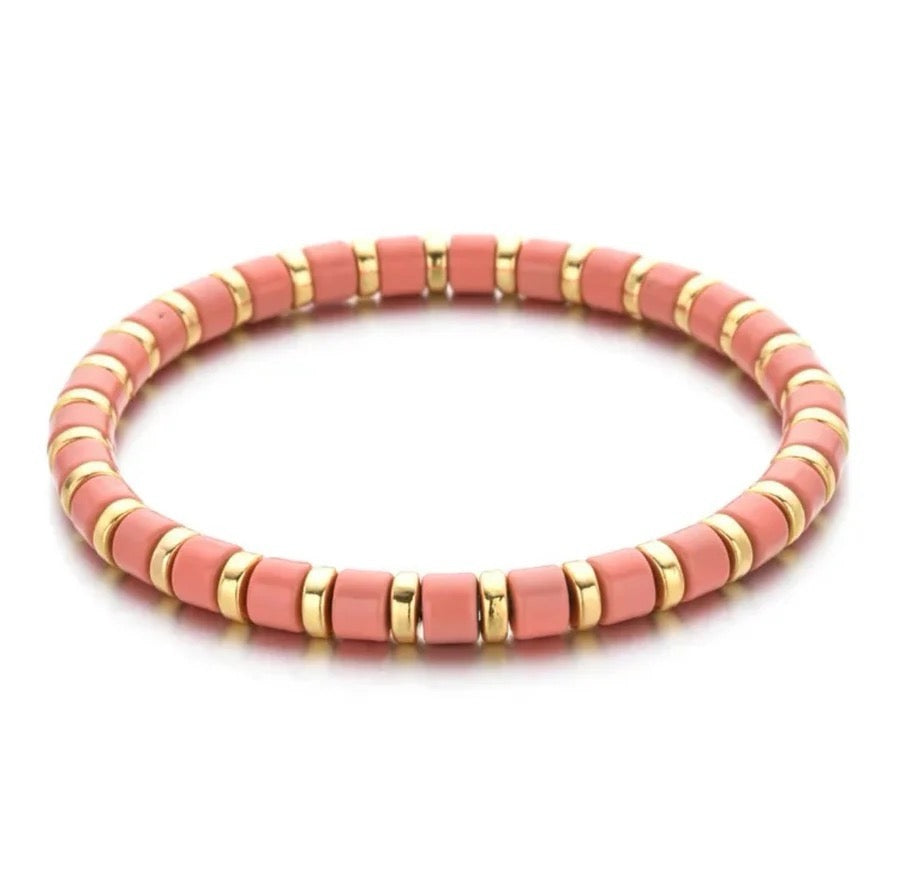 Colored Enamel Stretch Bracelets  - Add Clip Charms