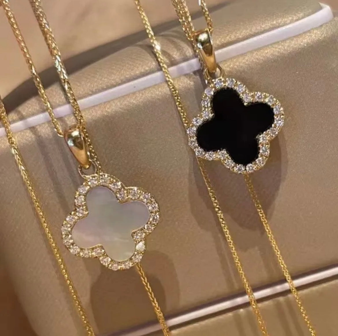 Pearl Shell Diamond Clover Necklace - Love. Luck. Hope & Faith