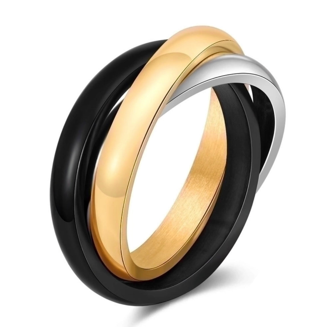 Infinity Trinity Ring - Black - Silver - Gold