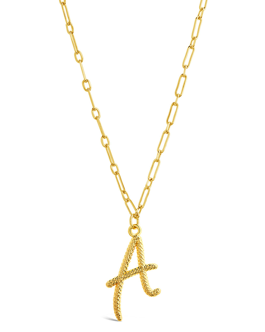 Textured Initial Charm Pendant Necklace