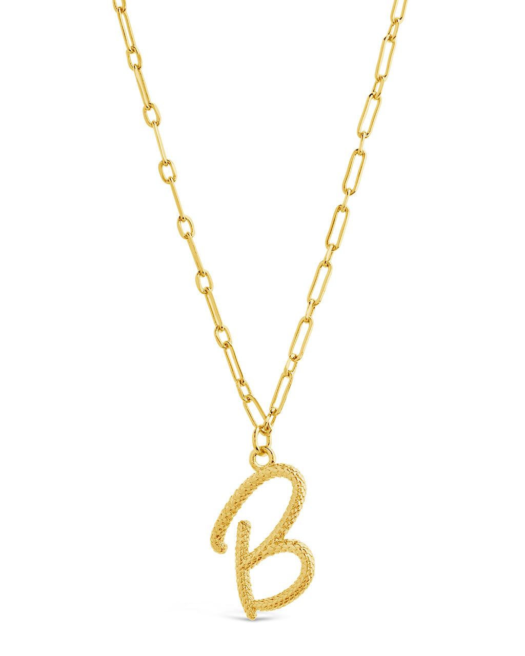 Textured Initial Charm Pendant Necklace