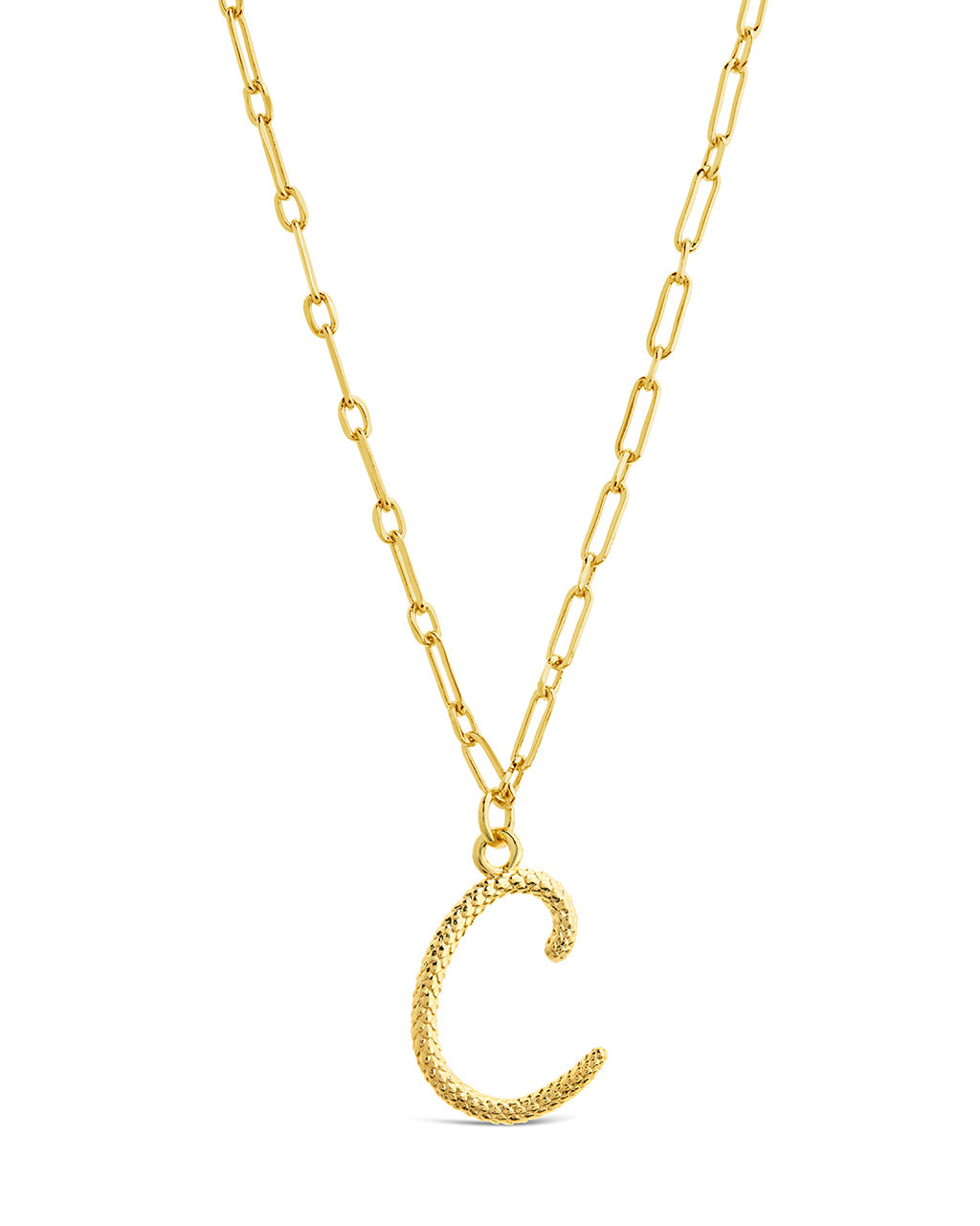 Textured Initial Charm Pendant Necklace