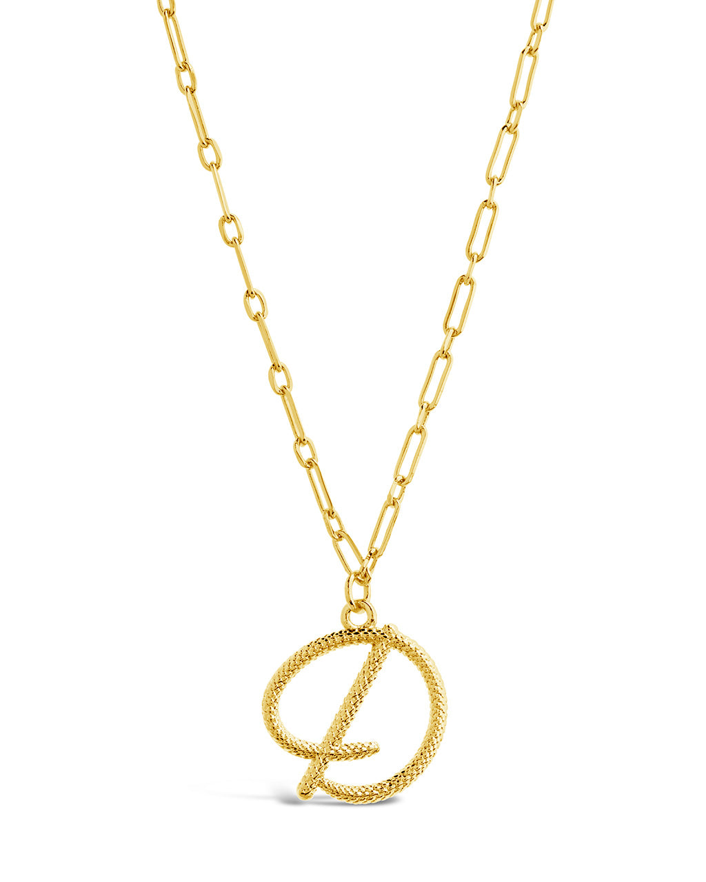 Textured Initial Charm Pendant Necklace