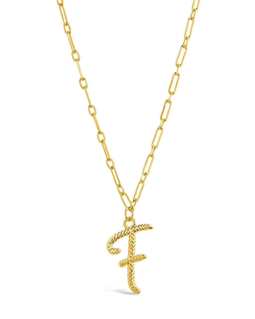 Textured Initial Charm Pendant Necklace