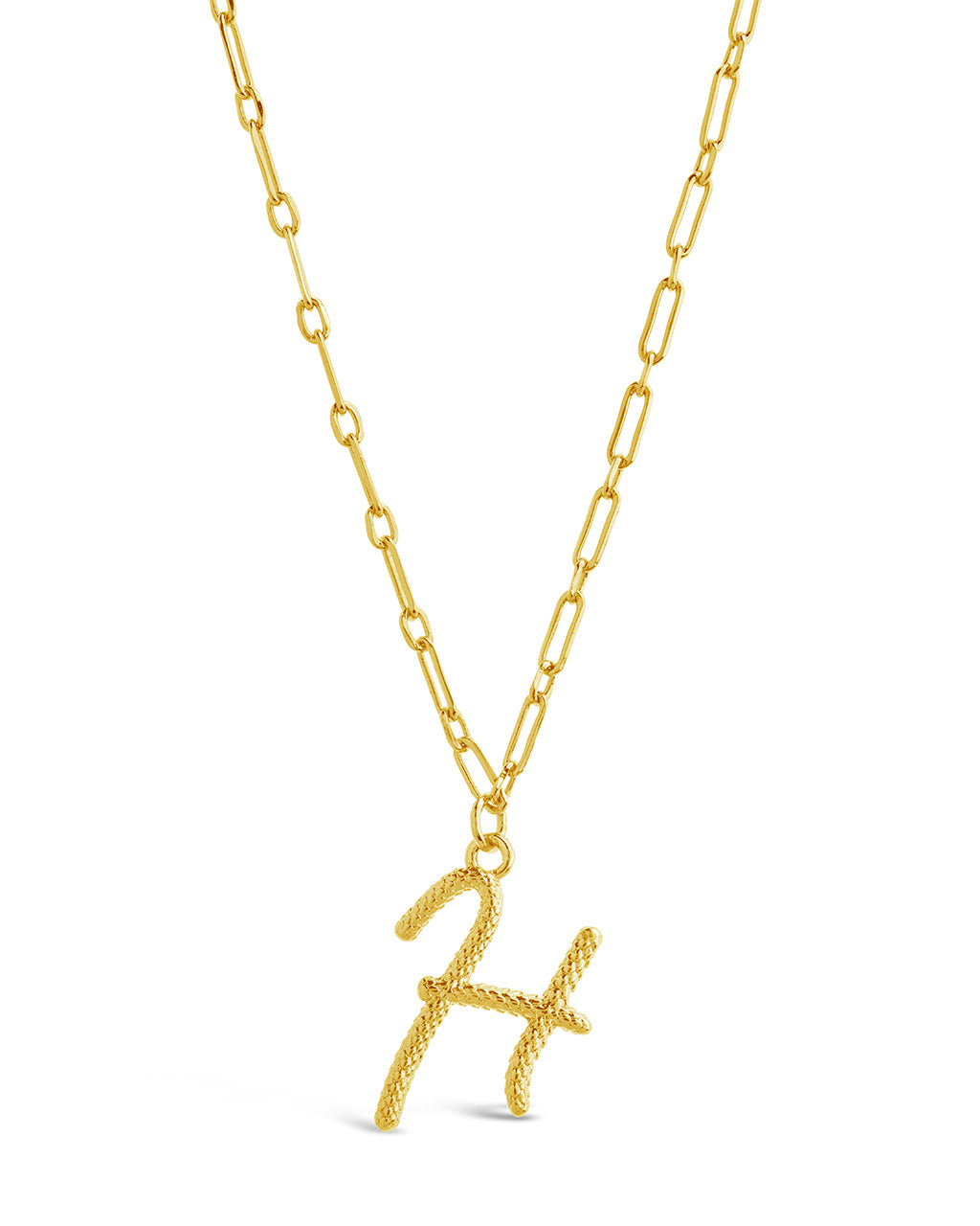Textured Initial Charm Pendant Necklace
