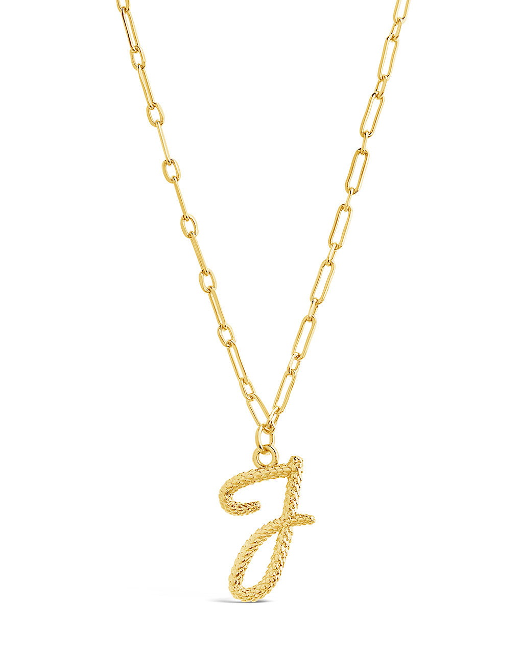 Textured Initial Charm Pendant Necklace