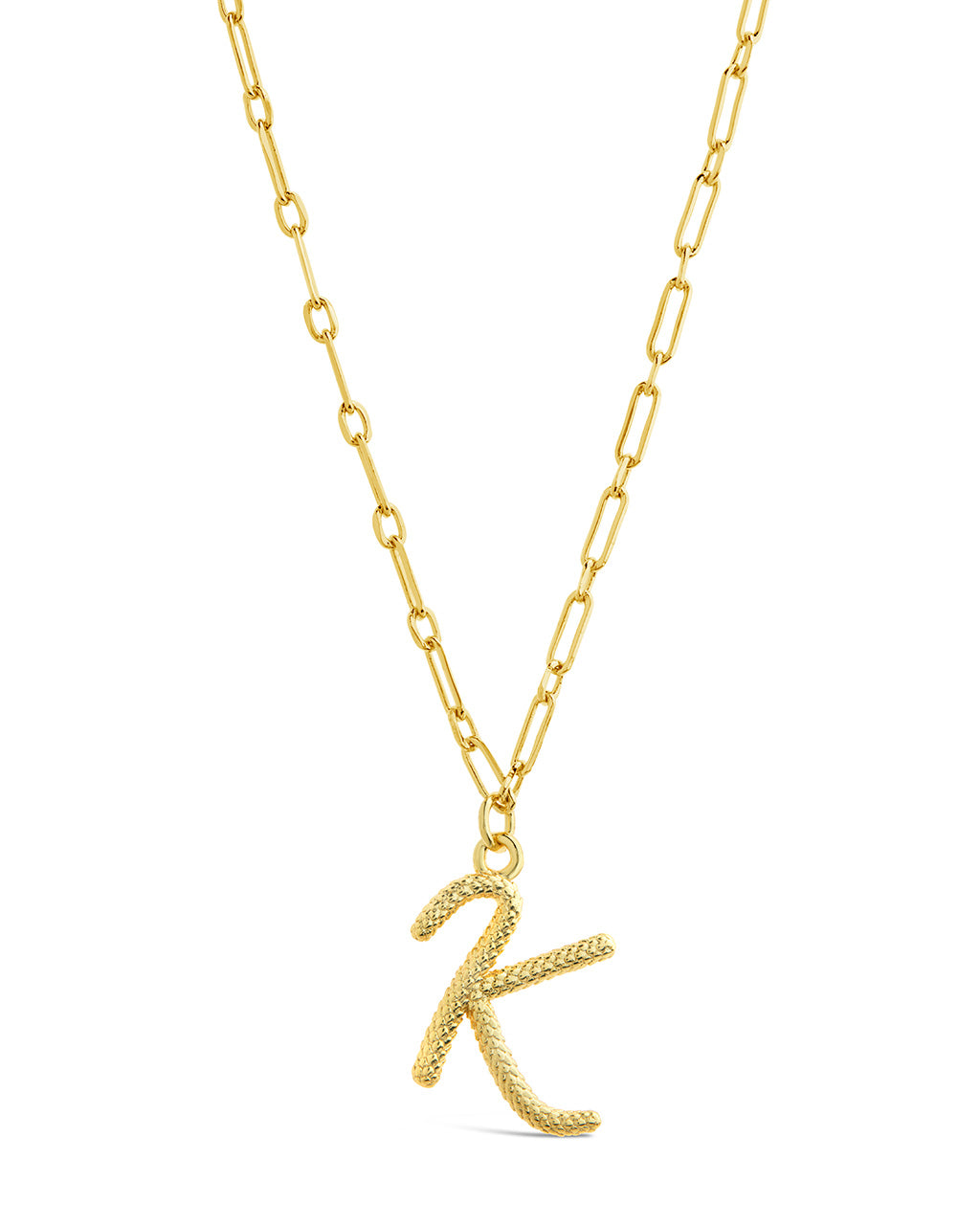 Textured Initial Charm Pendant Necklace