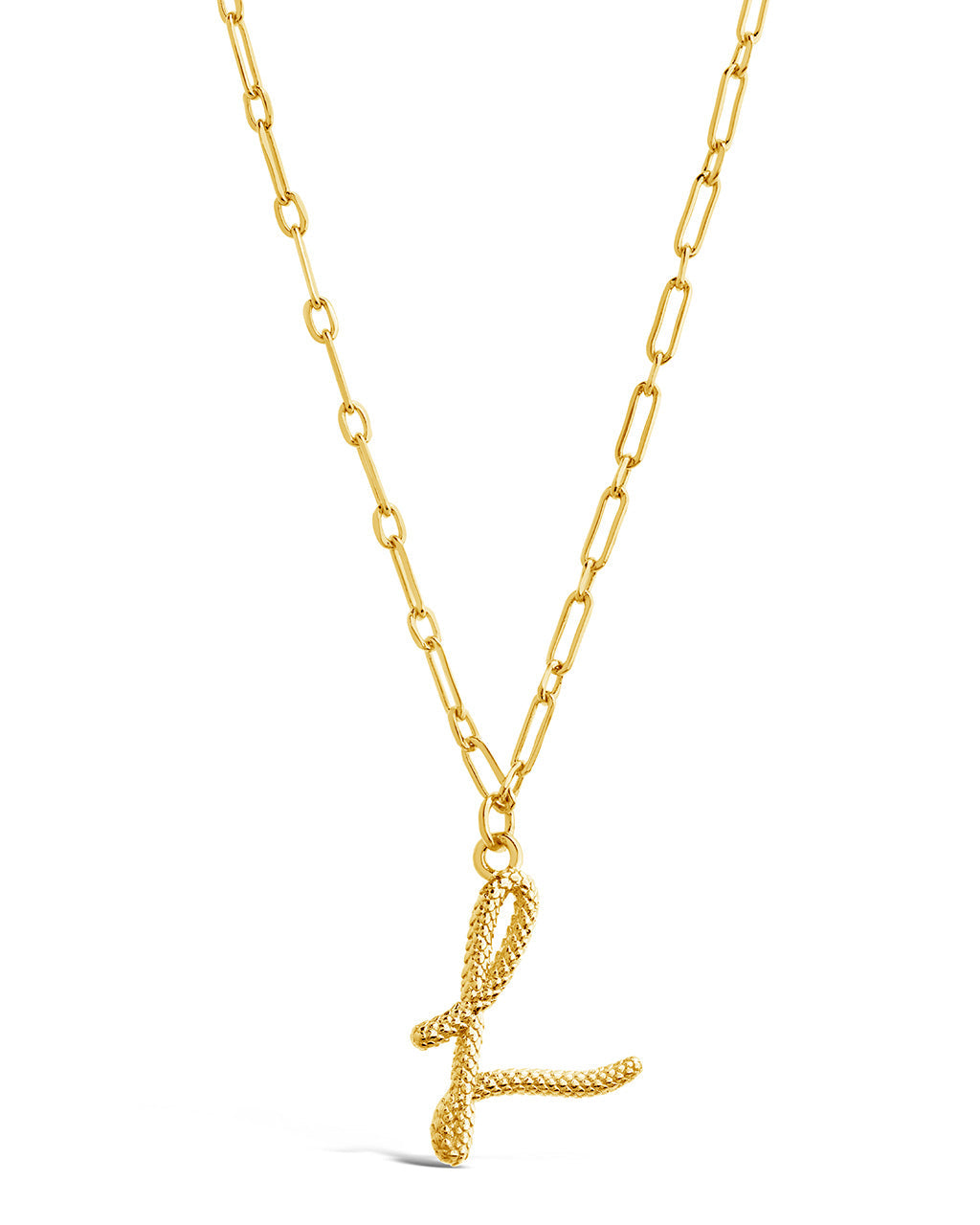 Textured Initial Charm Pendant Necklace
