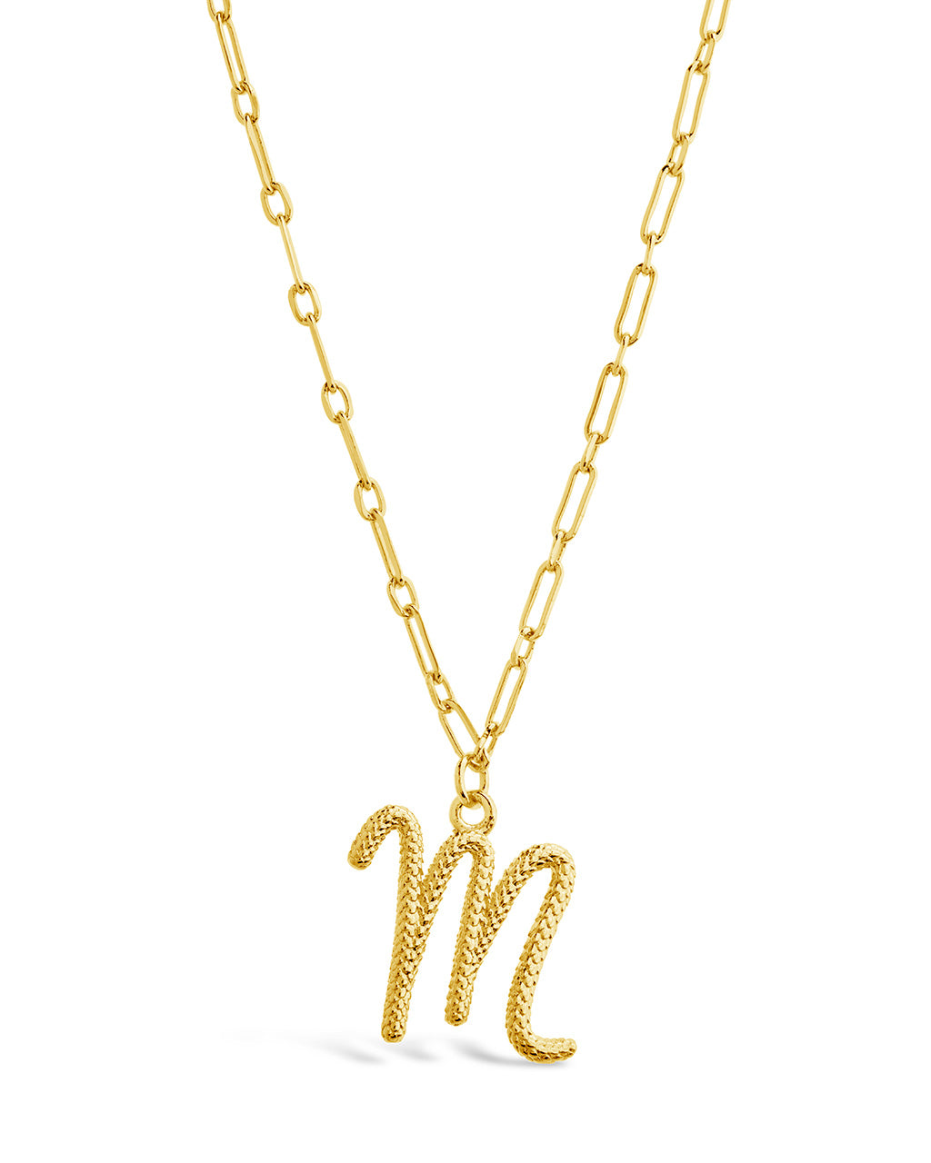 Textured Initial Charm Pendant Necklace