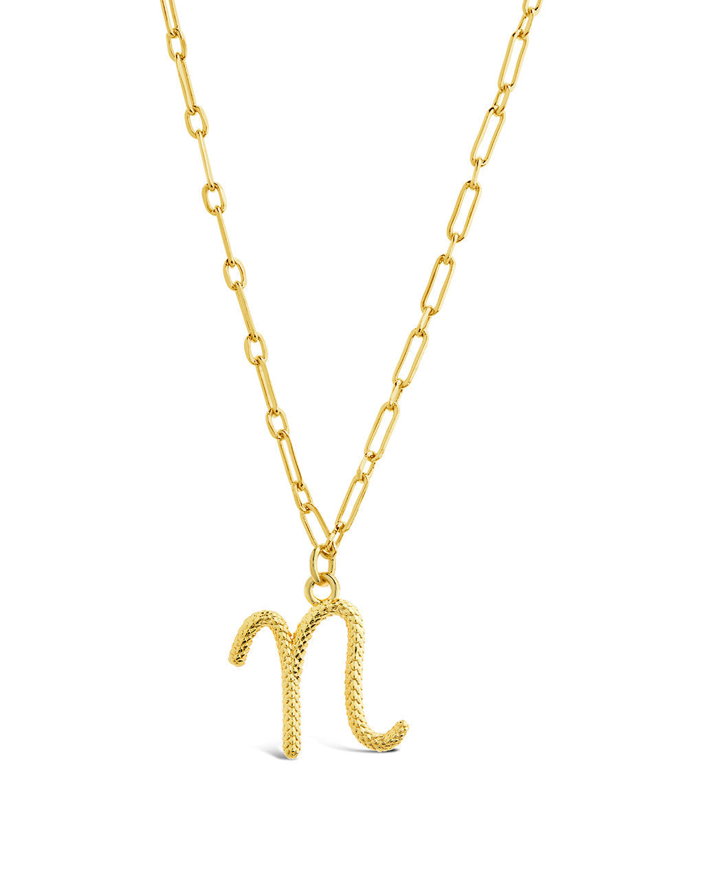Textured Initial Charm Pendant Necklace