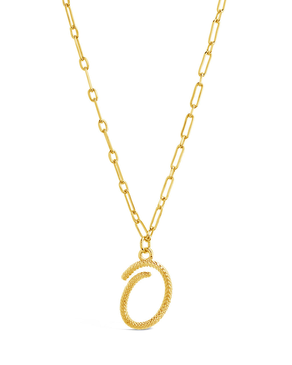 Textured Initial Charm Pendant Necklace