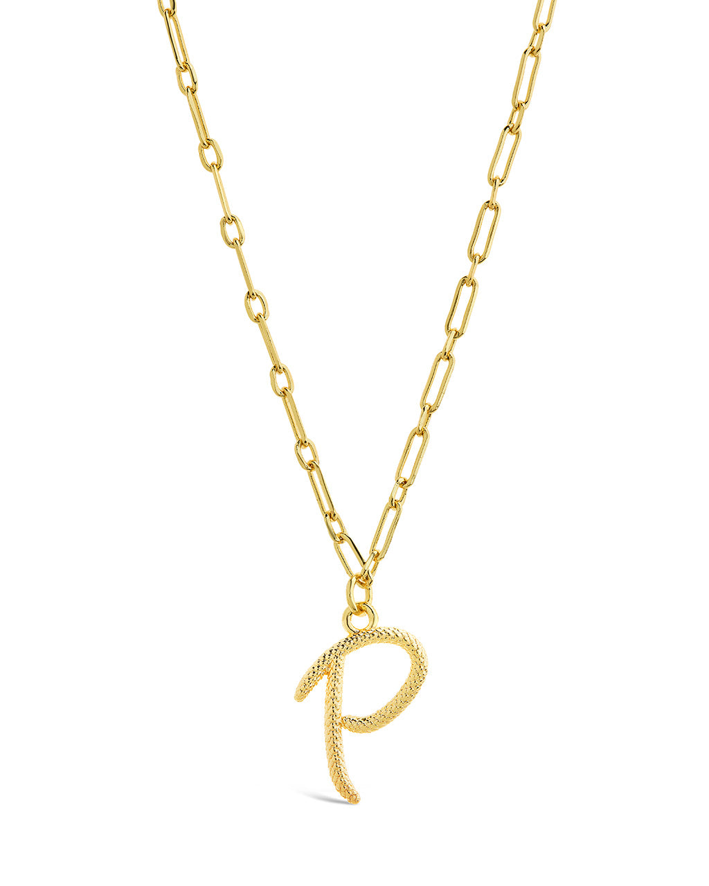 Textured Initial Charm Pendant Necklace