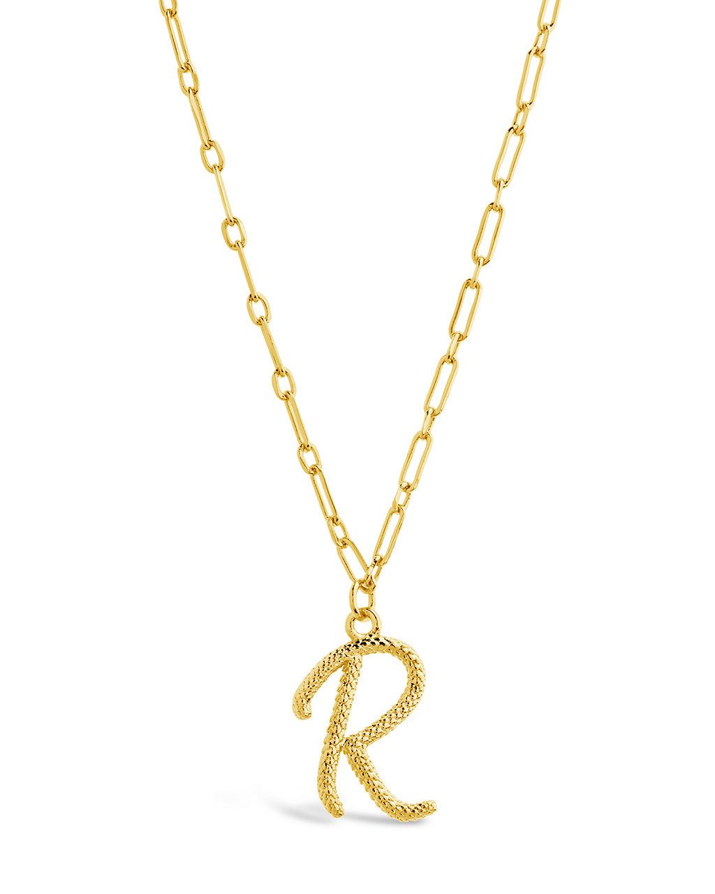 Textured Initial Charm Pendant Necklace