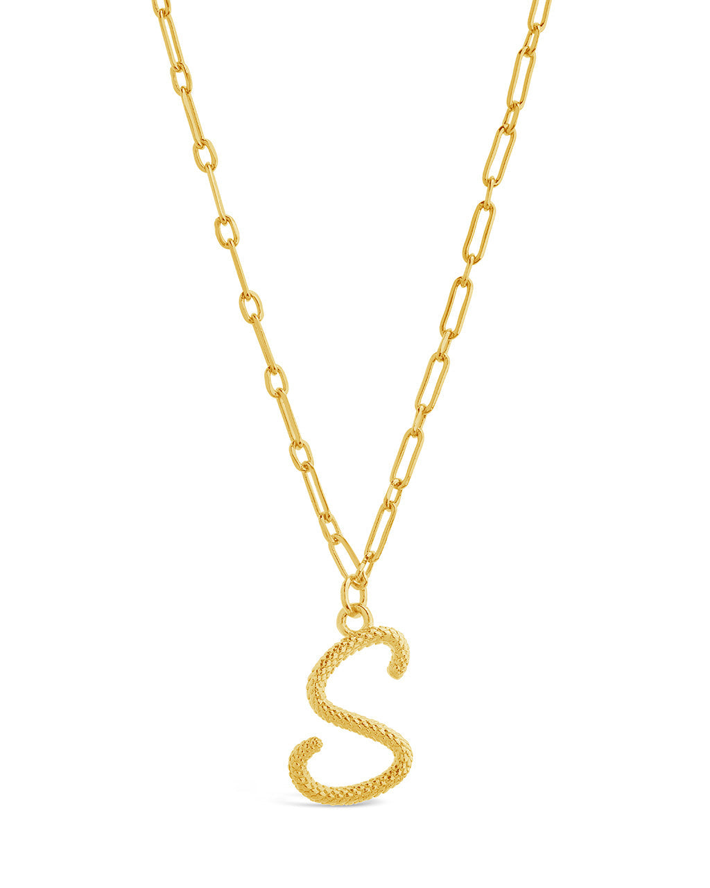 Textured Initial Charm Pendant Necklace