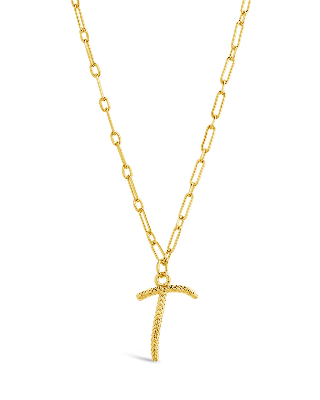 Textured Initial Charm Pendant Necklace