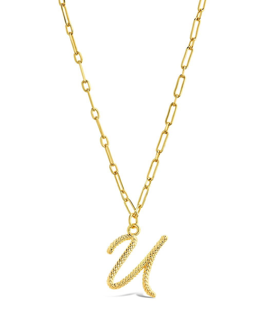 Textured Initial Charm Pendant Necklace