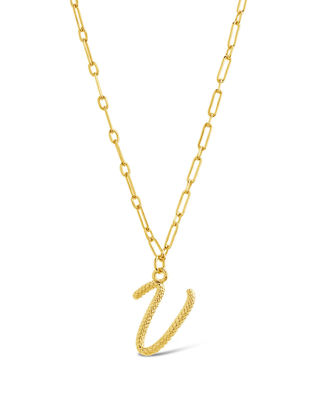 Textured Initial Charm Pendant Necklace