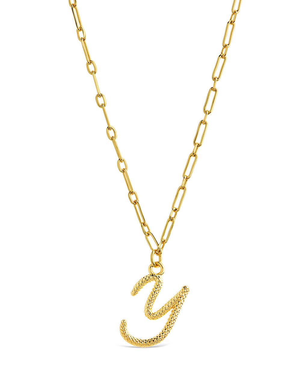 Textured Initial Charm Pendant Necklace