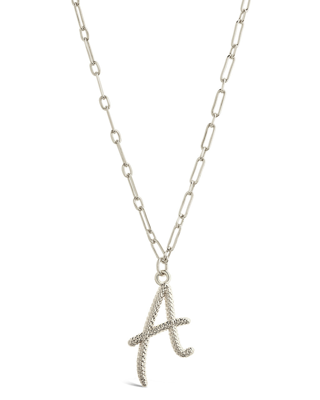 Textured Initial Charm Pendant Necklace