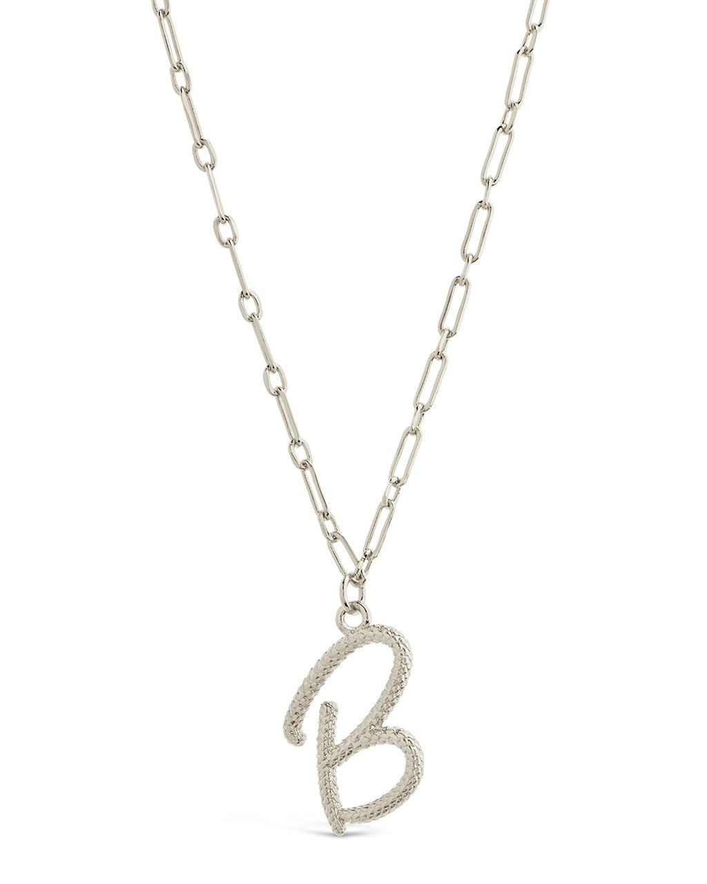Textured Initial Charm Pendant Necklace