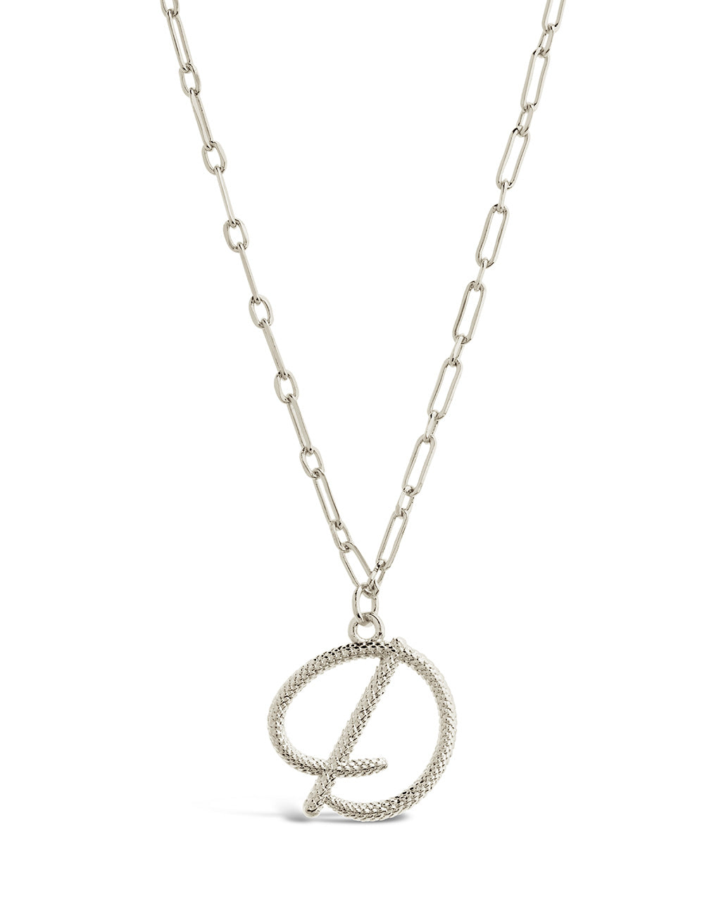 Textured Initial Charm Pendant Necklace
