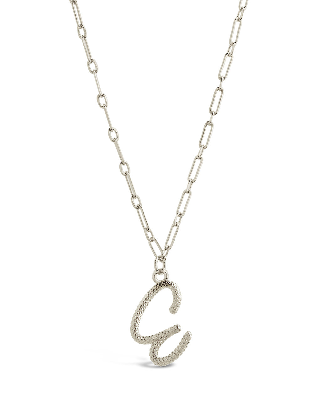 Textured Initial Charm Pendant Necklace
