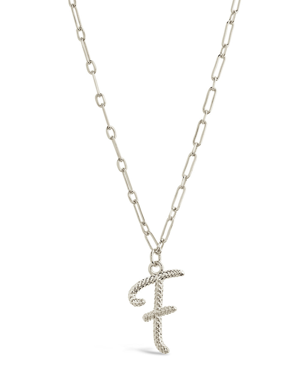Textured Initial Charm Pendant Necklace