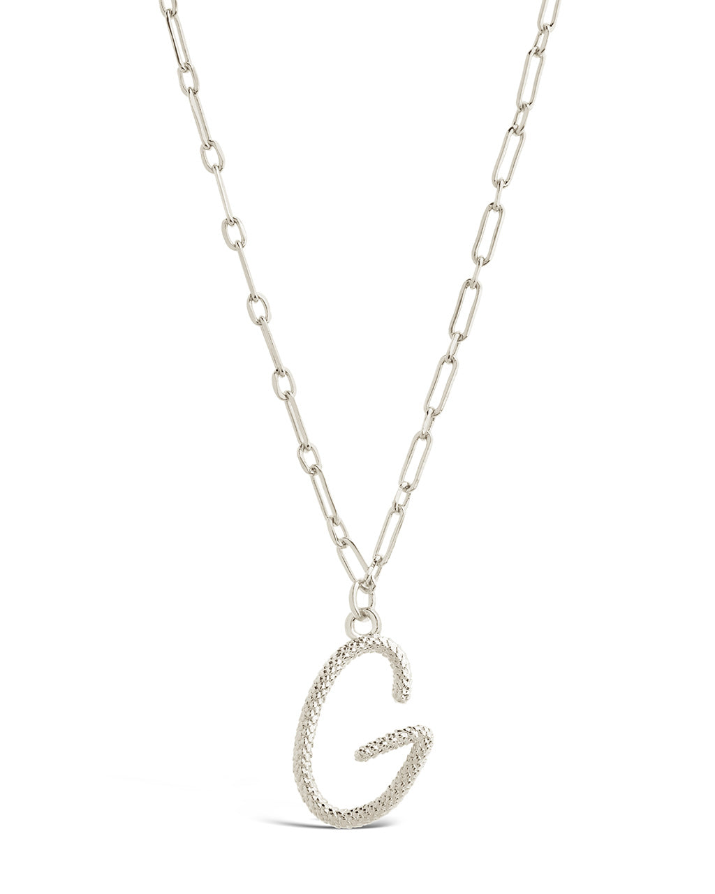 Textured Initial Charm Pendant Necklace
