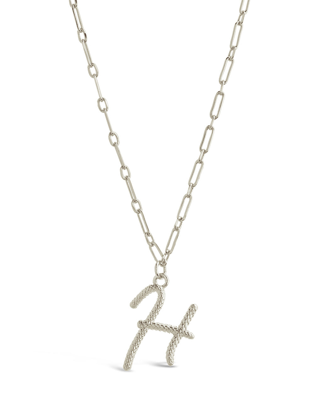 Textured Initial Charm Pendant Necklace