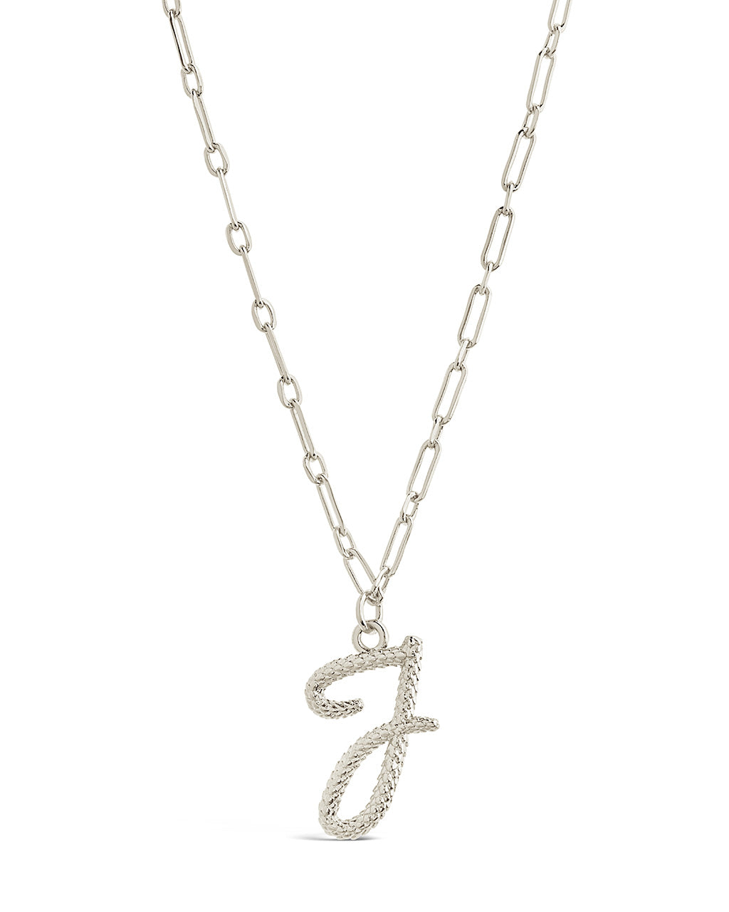 Textured Initial Charm Pendant Necklace