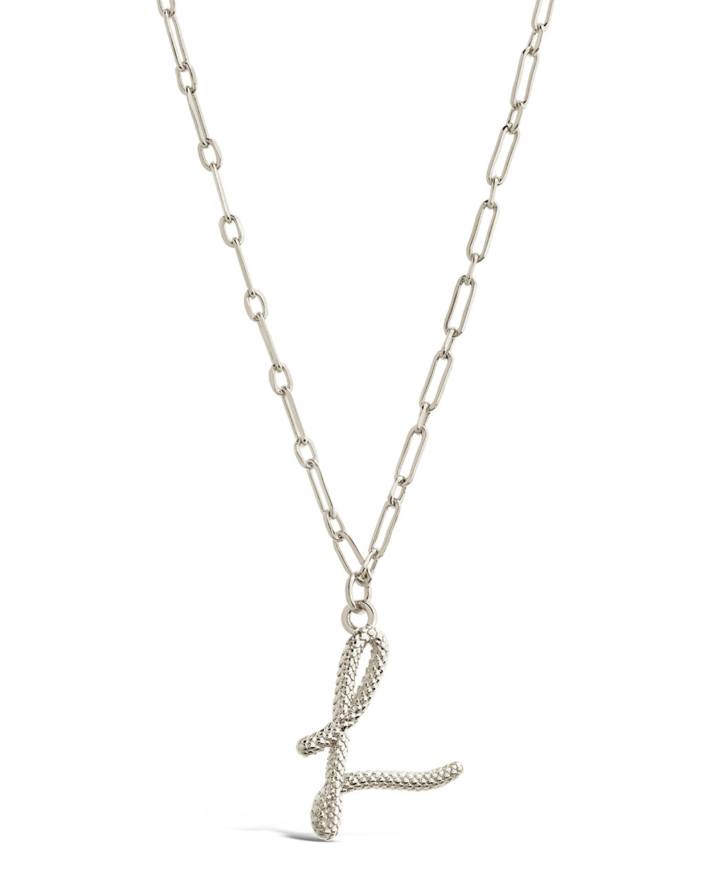 Textured Initial Charm Pendant Necklace