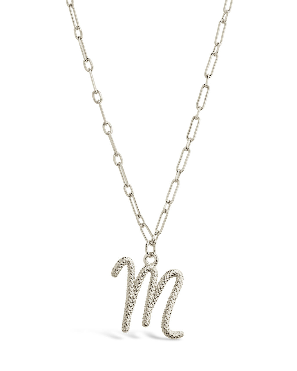 Textured Initial Charm Pendant Necklace