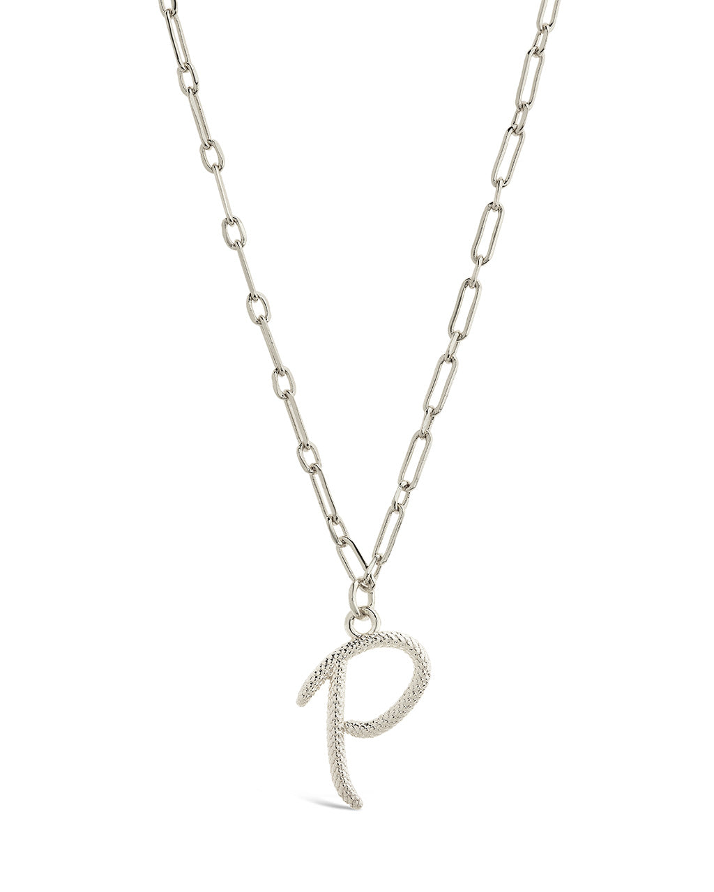 Textured Initial Charm Pendant Necklace