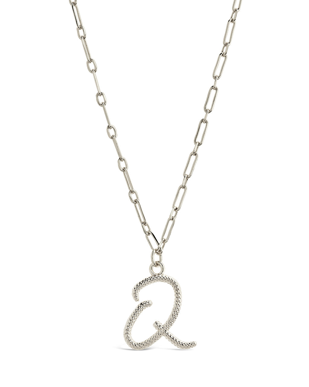 Textured Initial Charm Pendant Necklace