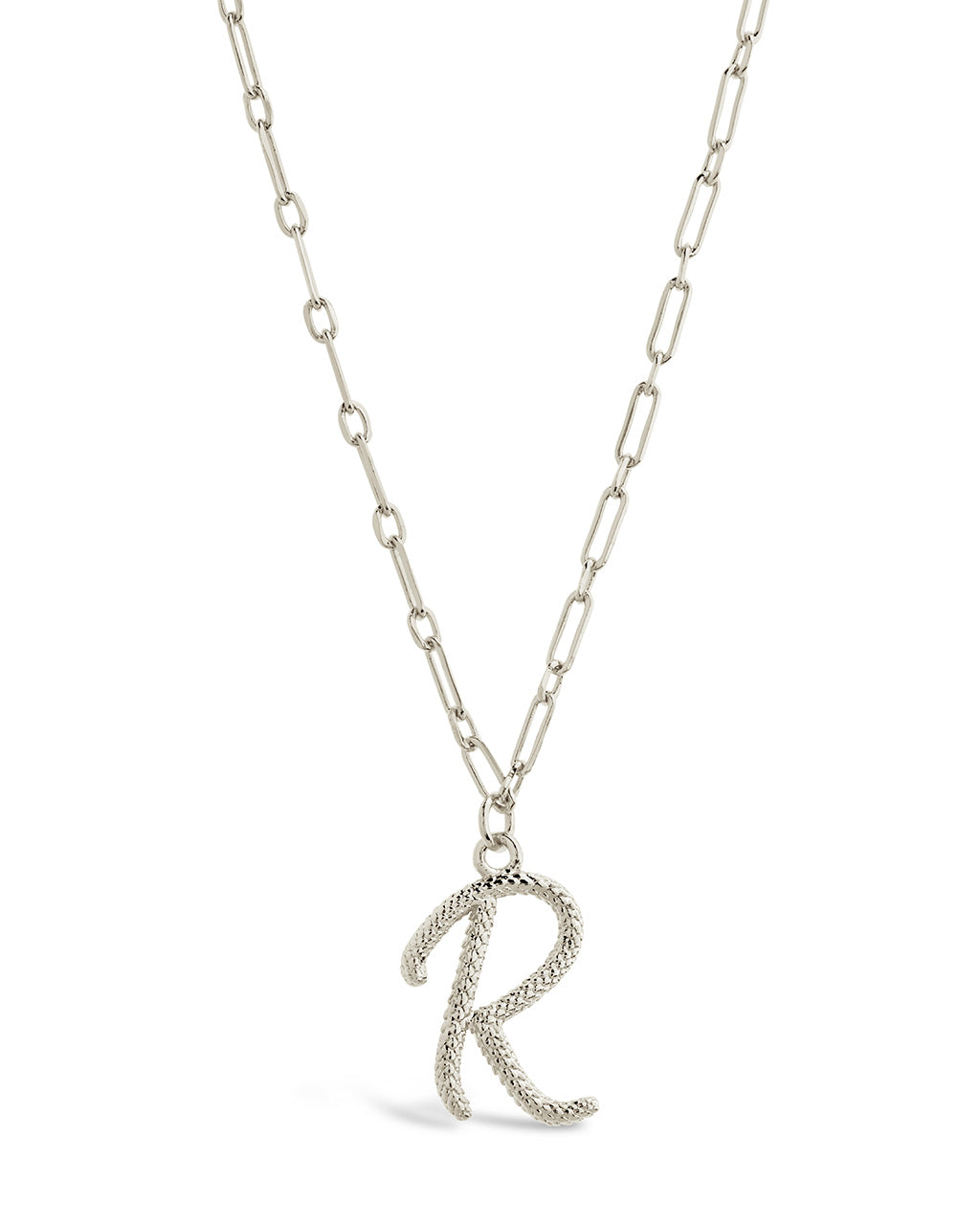 Textured Initial Charm Pendant Necklace